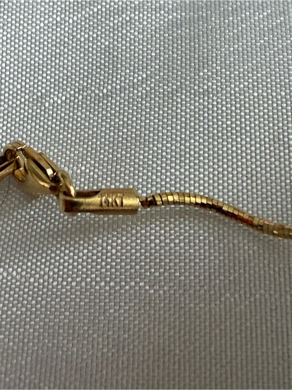 14k Yellow Gold Wavy Choker 16” Necklace with Green Swarovski Bead - Picture 5 of 5